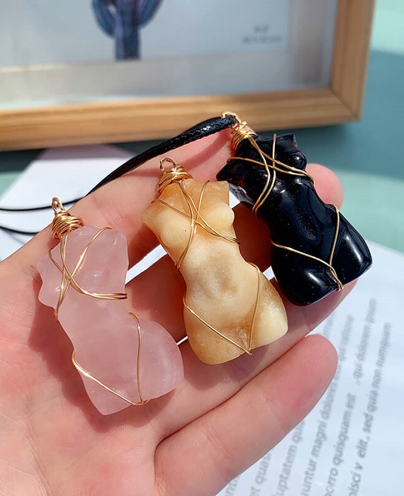 Female Body Carved Crystal Necklace 2