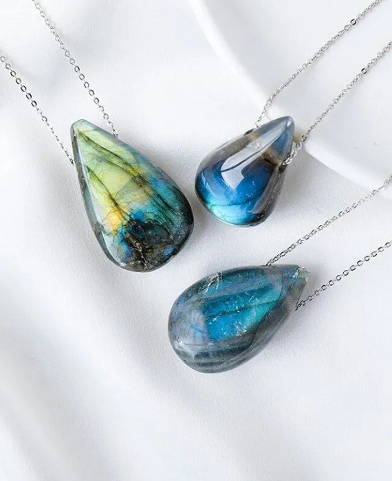 Water Drop Labradorite Necklace Pendant 2