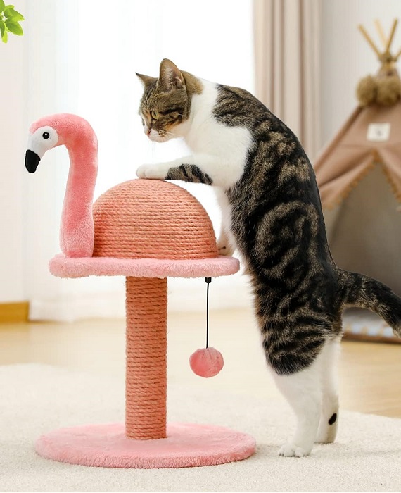Flamingo Cat Tree Scratching Post Tower Toys 4