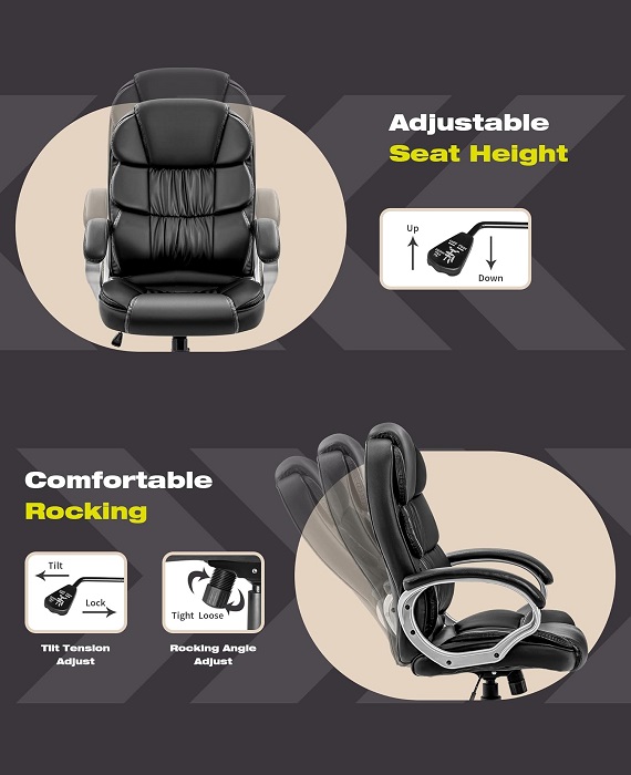 Adjustable Swivel PU Leather Computer Office Chair (3)