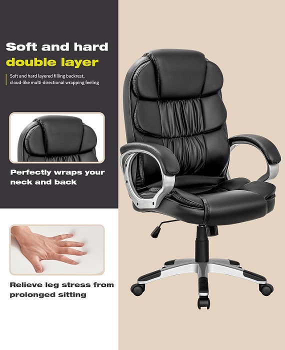 Adjustable Swivel PU Leather Computer Office Chair (5)