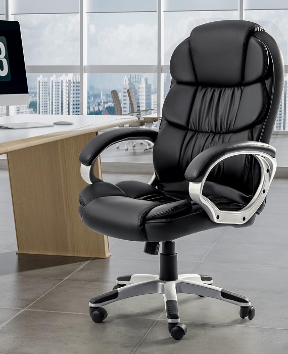 Adjustable Swivel PU Leather Computer Office Chair 8