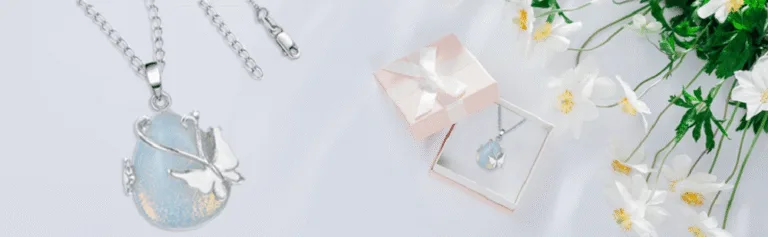 Healing Butterfly Wrapped Crystal Pendant Necklace for Women