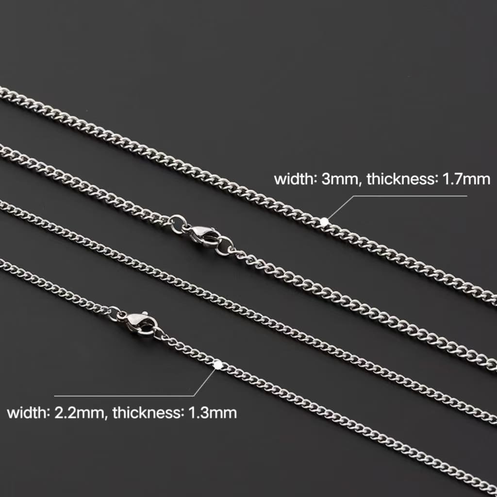 1 3mm Simple Thin Curb Chain Necklace for Men Women