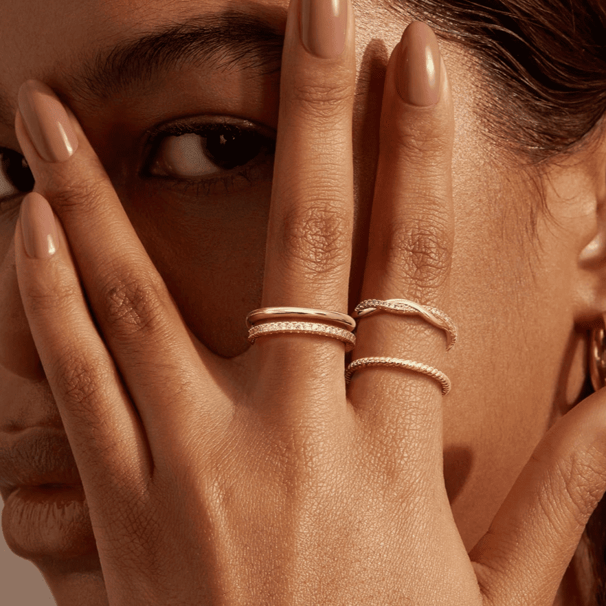 4 Pcs Twisted Everyday Stacked Rings Set Promise Wedding Band