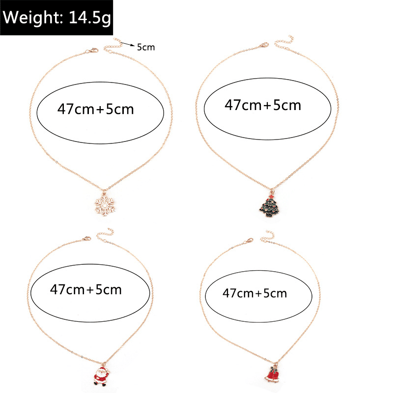 4Pcs Set Delicate Enamel Christmas Necklace for Women