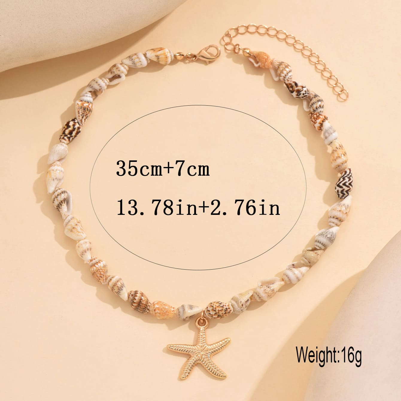 1 Bohemian Starfish Seashell Choker Necklace for Summer Beach