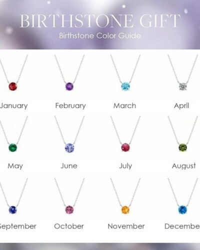 1 Carat Round Cut Birthstone Solitaire Pendant Necklace for Her