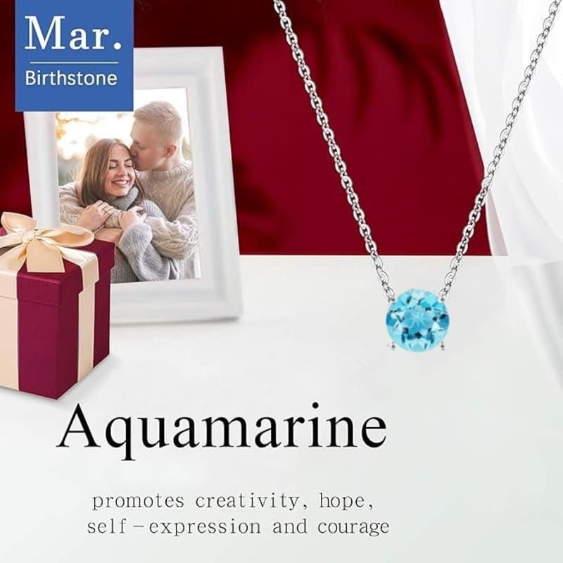 1 Carat Round Cut Birthstone Solitaire Pendant Necklace for Her