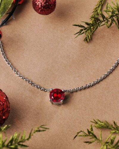 1 Carat Round Cut Birthstone Solitaire Pendant Necklace for Her