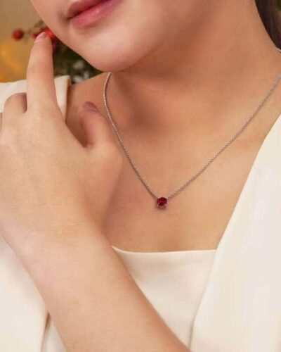 1 Carat Round Cut Birthstone Solitaire Pendant Necklace for Her