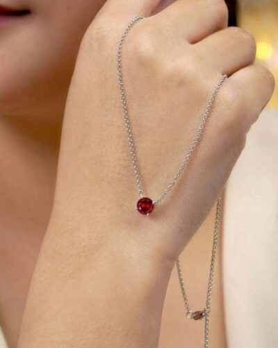 1 Carat Round Cut Birthstone Solitaire Pendant Necklace for Her