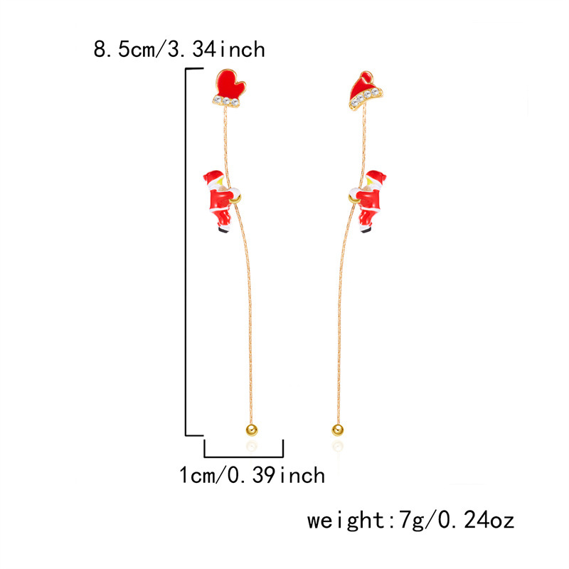 Creative Climbing Santa Claus Long Tassel Dangle Earrings