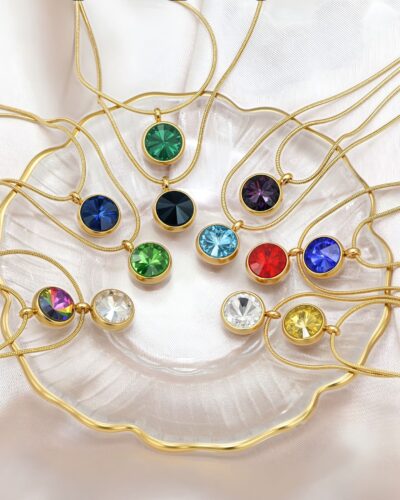 Delicate 18K Gold Plated Family Birthstone Necklace Pendant