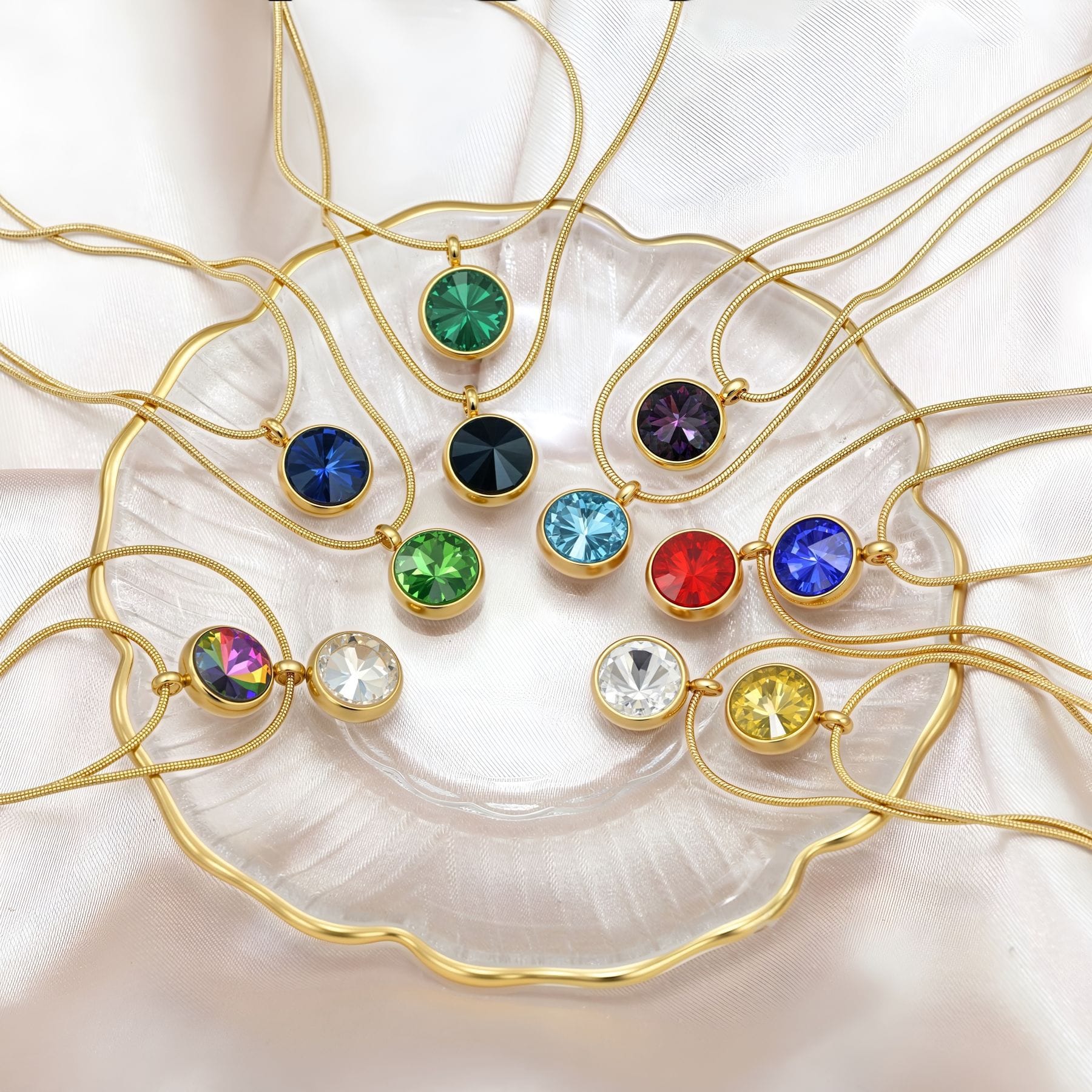 Delicate 18K Gold Plated Family Birthstone Necklace Pendant