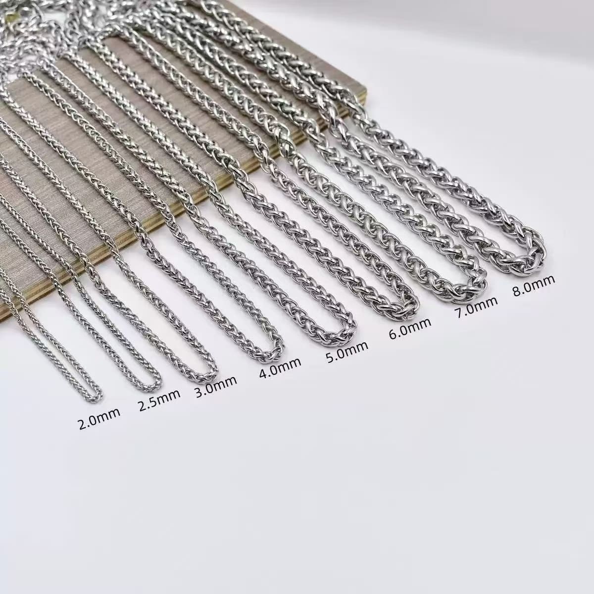 Fashionable Punk Stainless Steel Wheat Chain Necklace for Men