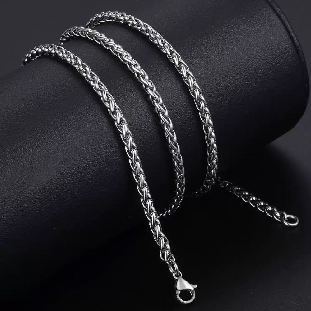 Fashionable Punk Stainless Steel Wheat Chain Necklace for Men