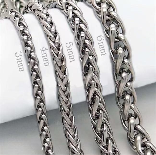 1 Fashionable Punk Stainless Steel Wheat Chain Necklace for Men 3