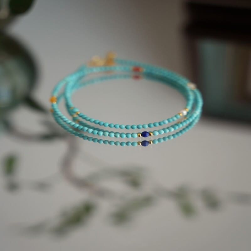 Handmade Beaded Turquoise Birthstone December Necklace Choker