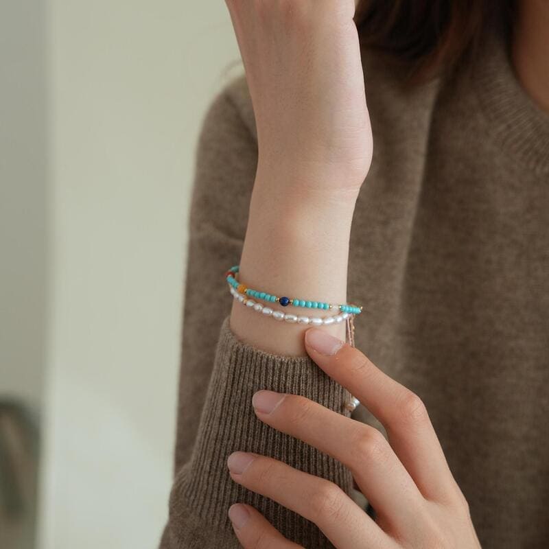 1 Handmade Beaded Turquoise Birthstone December Necklace Choker 4