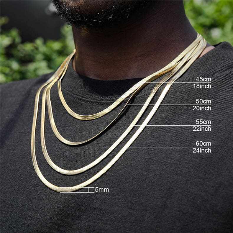 1 High Quality Gold Plated Herringbone Necklace Chains Bulk