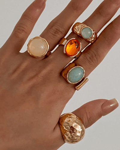 5-7Pcs Open Design Vintage Chunky Golden Ring Set for Women