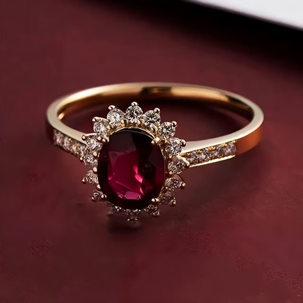 S925 Silver Vintage Ruby Red Zircon Engagement Ring