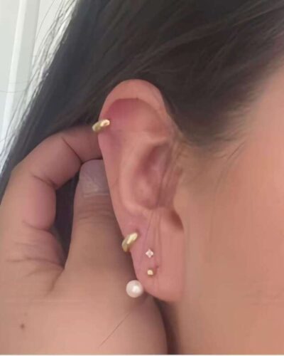 U-Shaped Helix Freshwater Pearl Piercing Stud Earrings