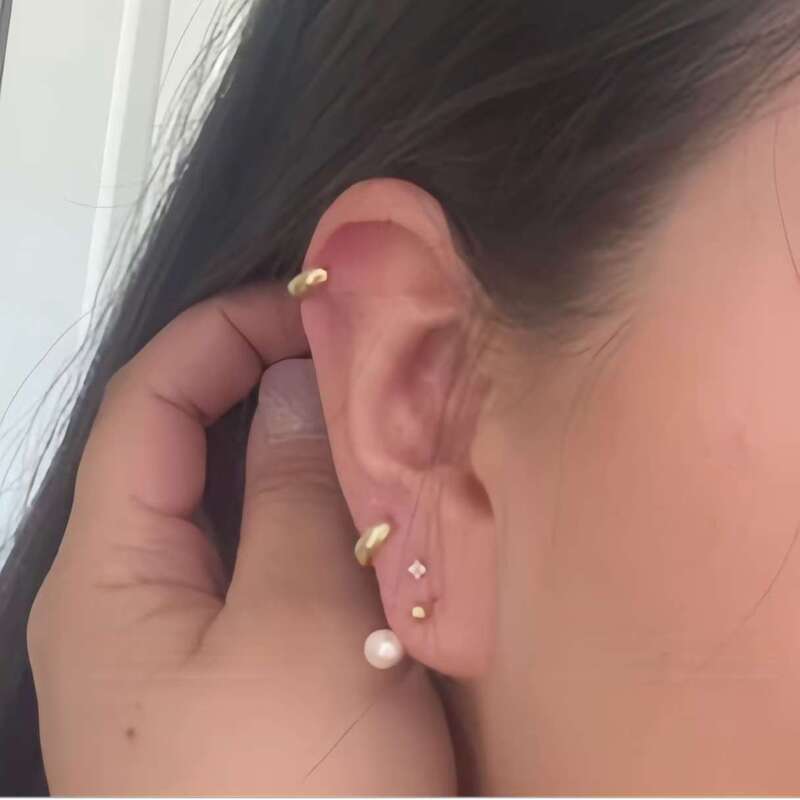 U-Shaped Helix Freshwater Pearl Piercing Stud Earrings