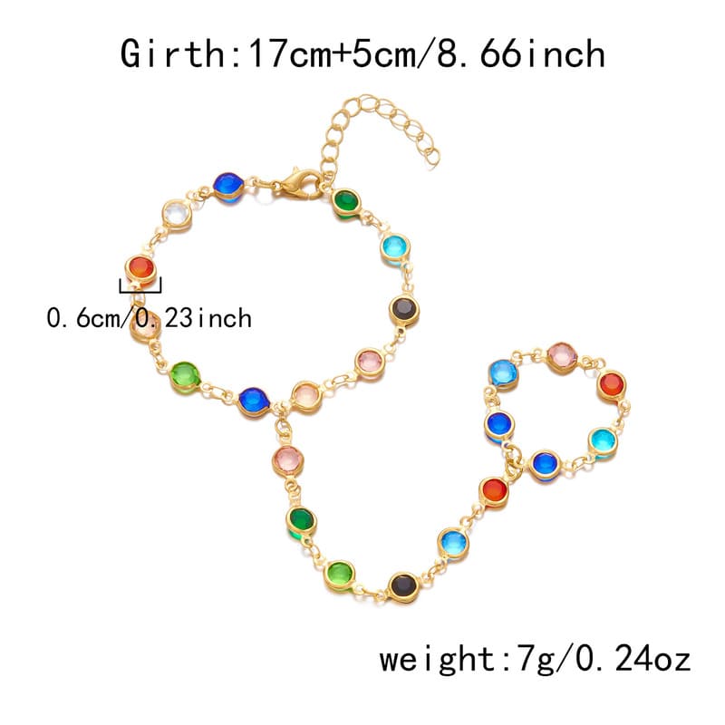 Vintage Heart Diamond Pearl Finger Ring Bracelet Gold