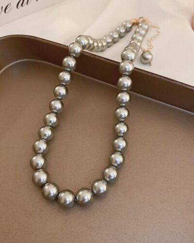 High-Quality Grey Tahitian Pearl Necklace Minimalist