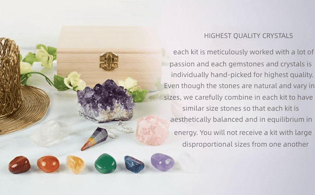 11Pcs 7 Chakra Healing Stones Crystal Wooden Box Bulk 2