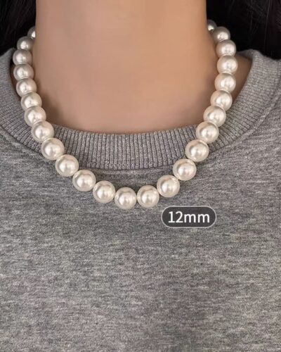 Minimalist 8MM White Pearl Necklace Stackable