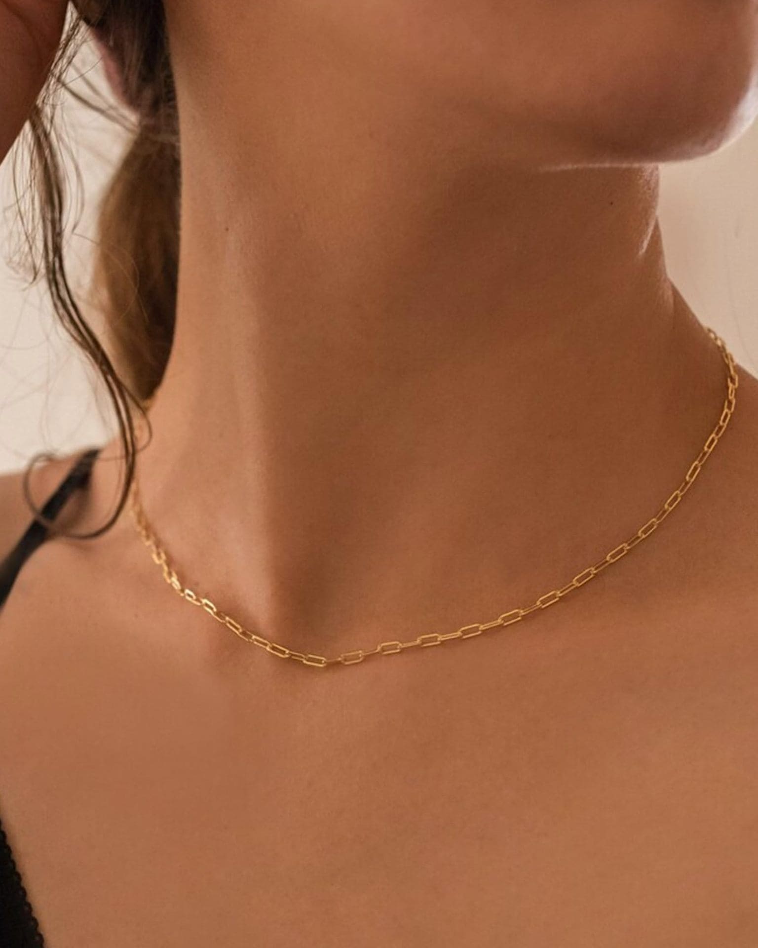 14K Gold Dainty Garnet Birthstone Layered Necklace Paperclip Chain
