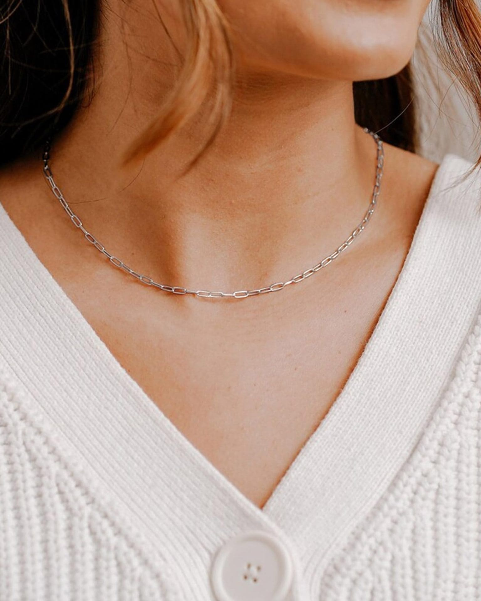 14K Gold Dainty Garnet Birthstone Layered Necklace Paperclip Chain