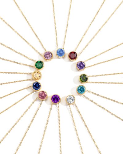 Gold Plated Ladies Birthstone Charm Necklace