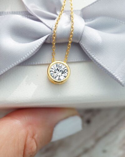 14K Gold Plated Ladies Birthstone Charm Necklace