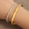 14k Gold Plated Womens Stainless Steel Bracelet Set