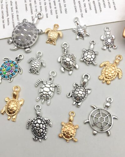 15Pcs Cute Sea Turtle Charms for Jewelry Making DIY