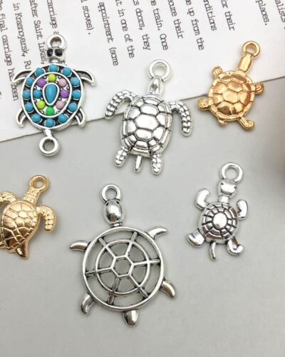 15Pcs Cute Sea Turtle Charms for Jewelry Making DIY
