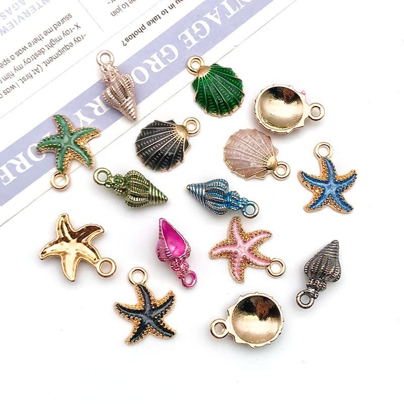 15Pcs Mermaid Seashell Stainless Steel Charms for Bracelets