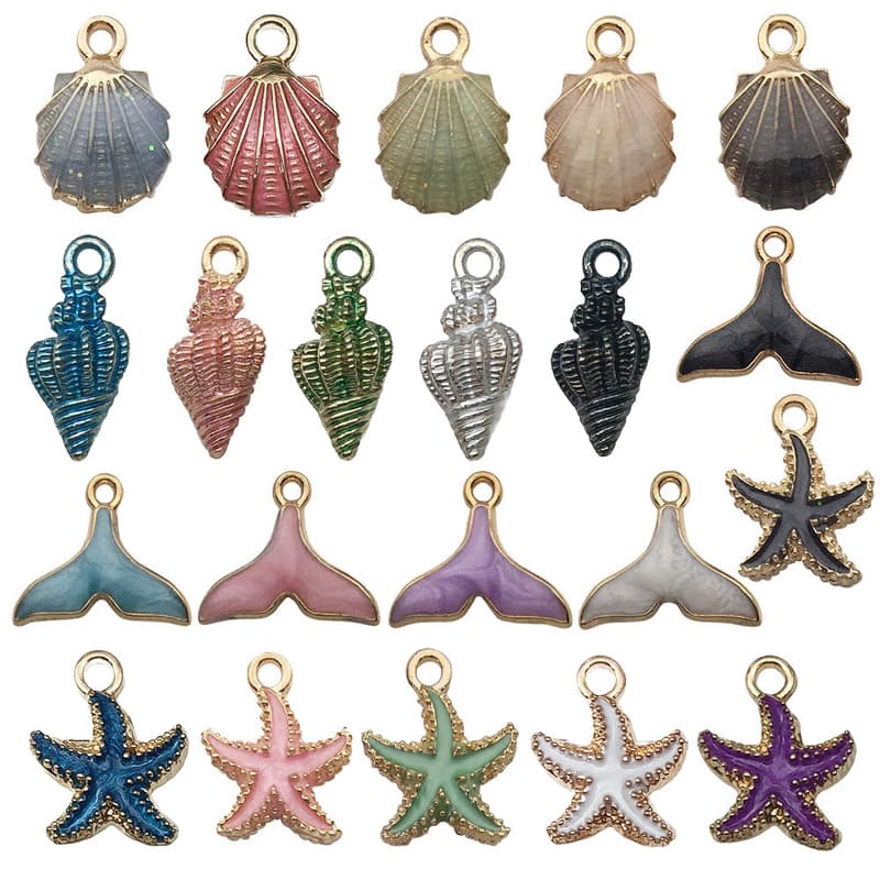 15Pcs Mermaid Seashell Stainless Steel Charms for Bracelets