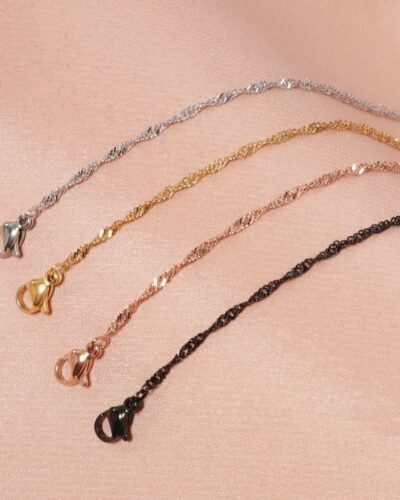 18K Gold Dainty 2MM Singapore Chain Necklace for DIY Jewelry