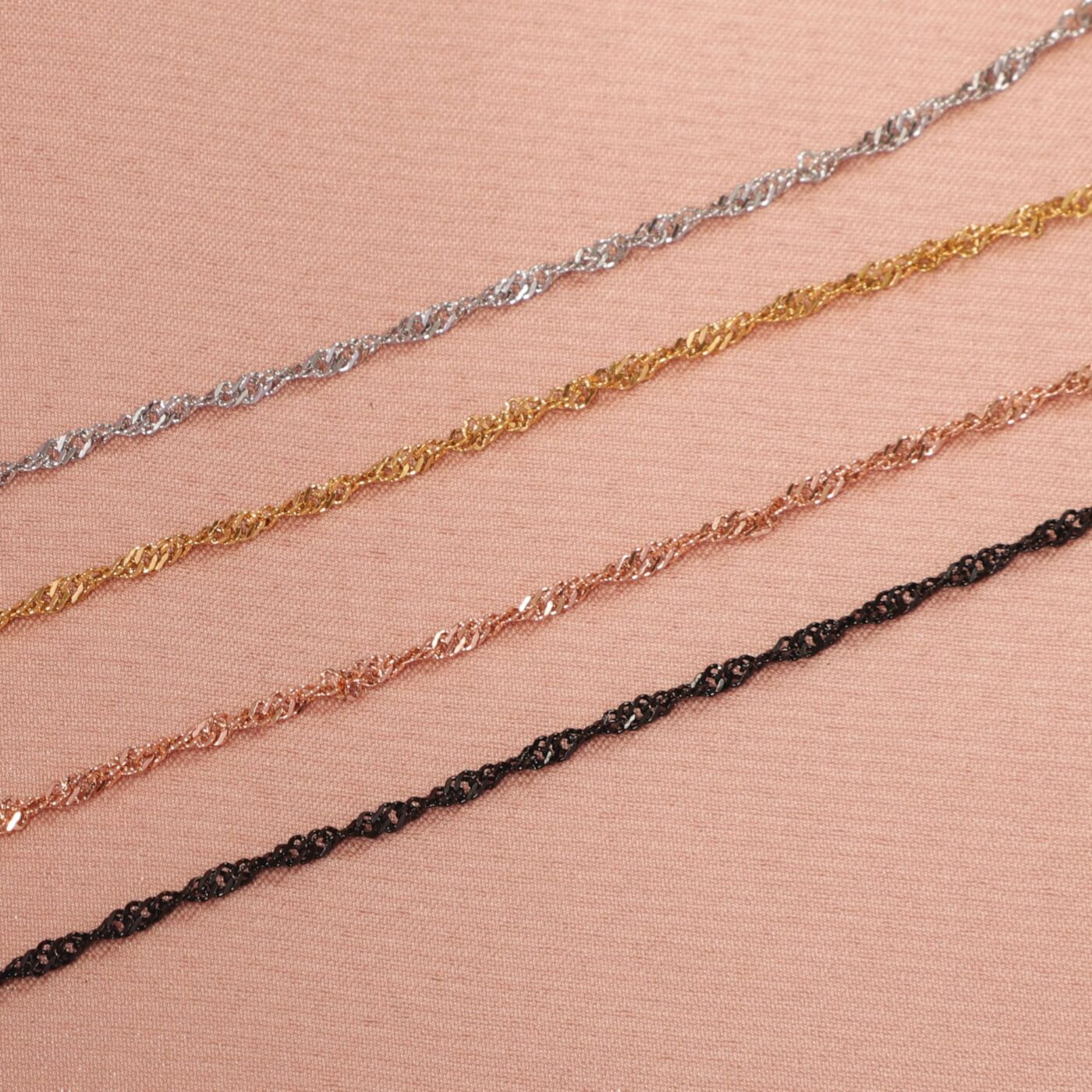 18K Gold Dainty 2MM Singapore Chain Necklace for DIY Jewelry