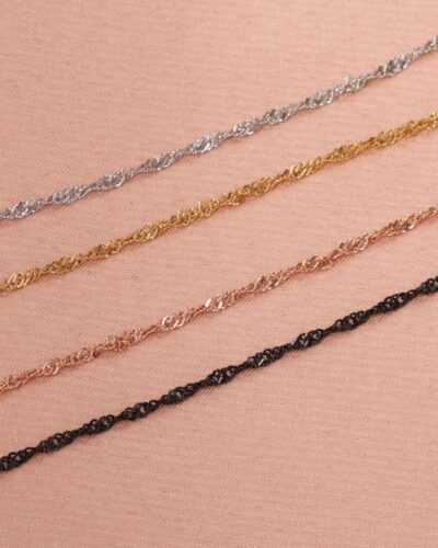 18K Gold Dainty 2MM Singapore Chain Necklace for DIY Jewelry