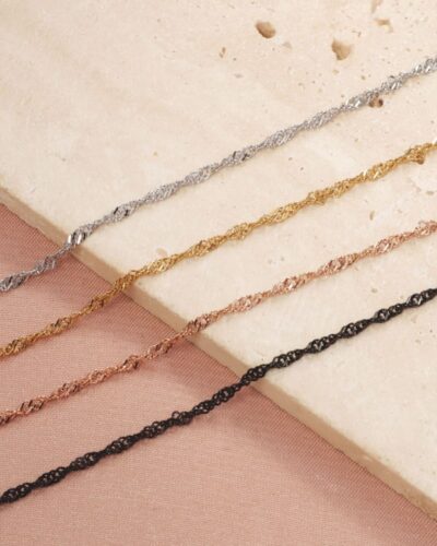 18K Gold Dainty 2MM Singapore Chain Necklace for DIY Jewelry