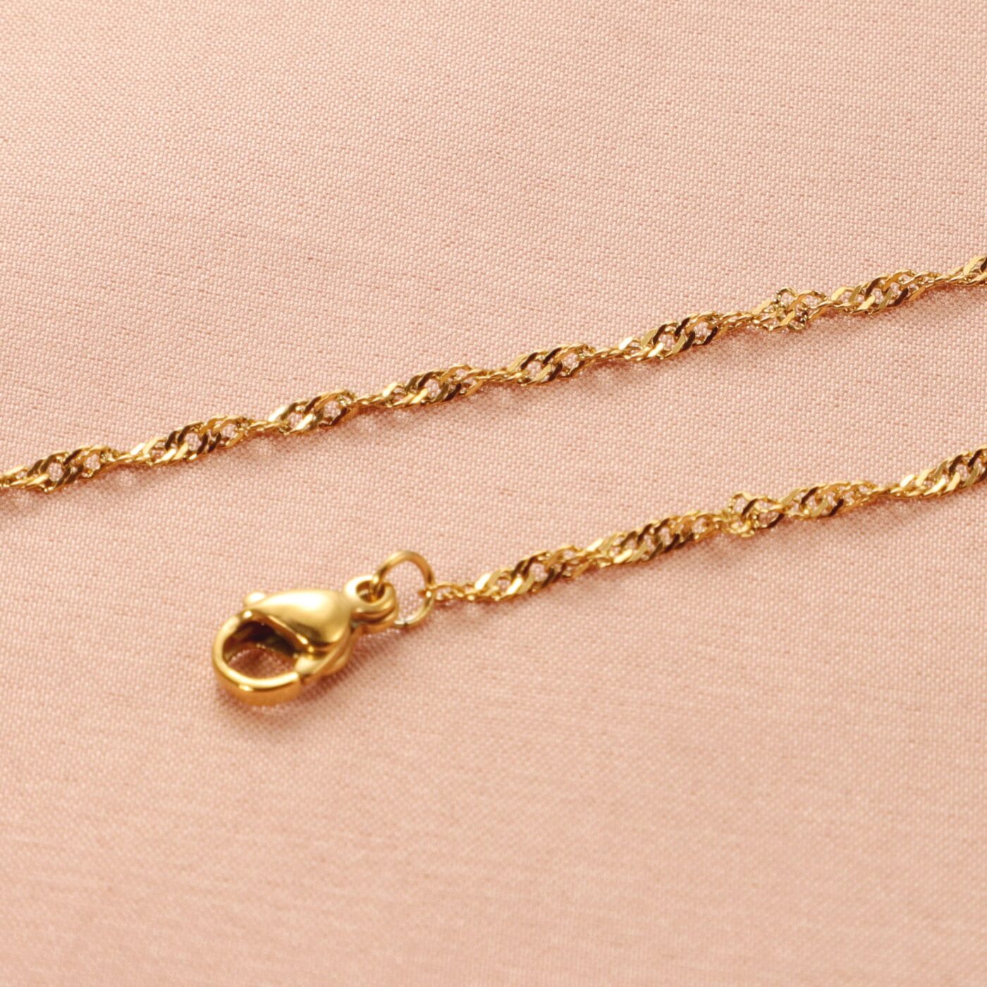 18K Gold Dainty 2MM Singapore Chain Necklace for DIY Jewelry