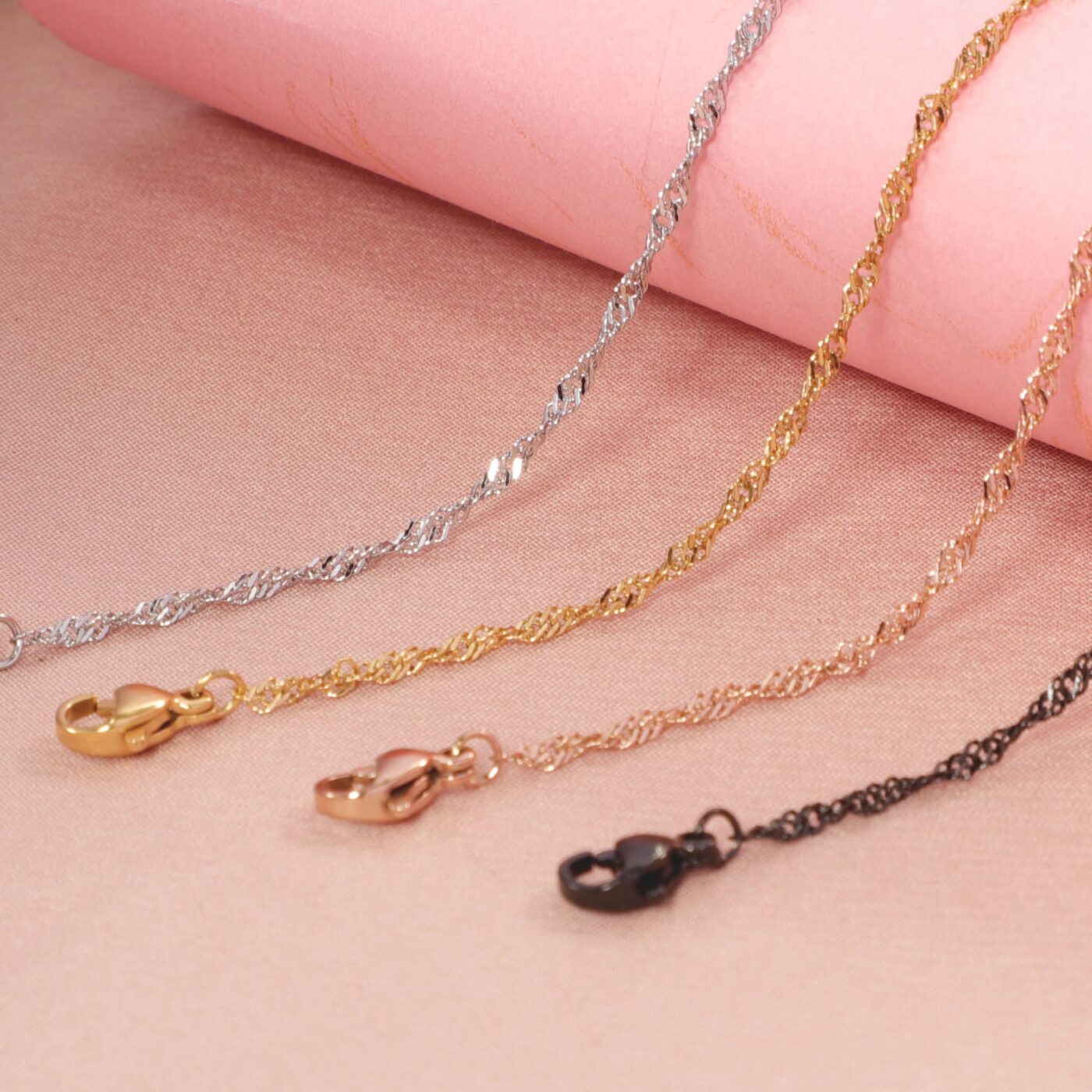18K Gold Dainty 2MM Singapore Chain Necklace for DIY Jewelry