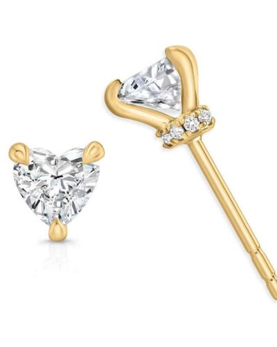 Vaihtoehtoinen näkymä 18K Gold Heart Shaped Lab Diamond Earrings:stä