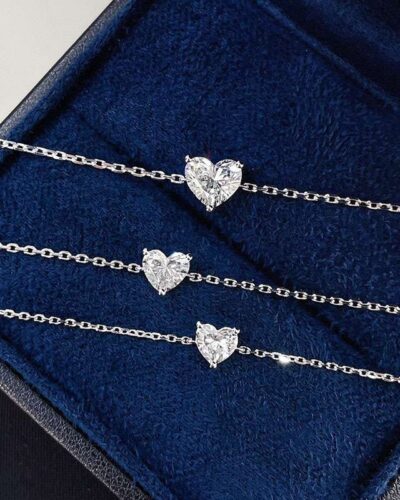 18K Gold Heart Shaped Lab Grown Diamond Bracelet